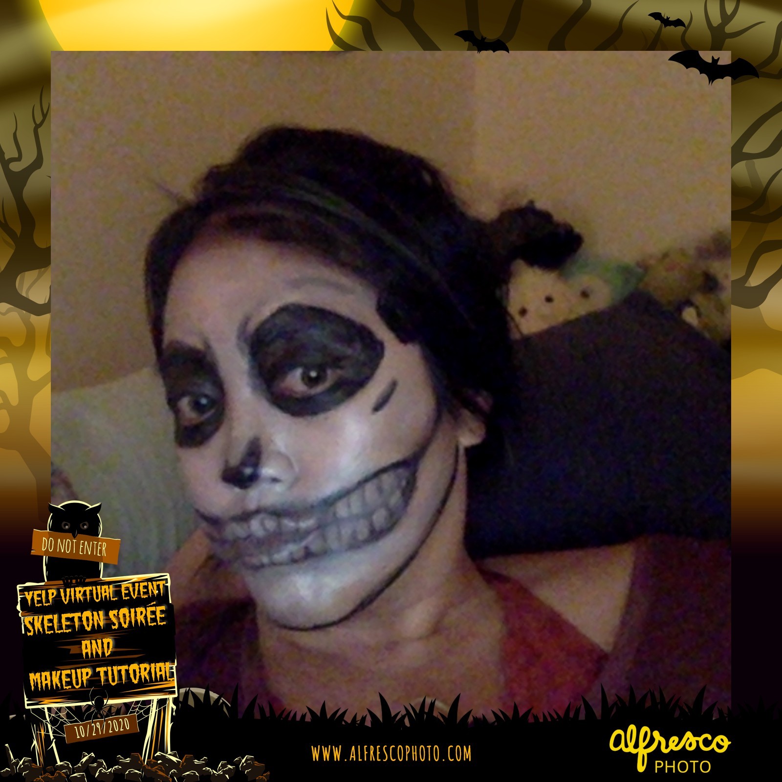 Yelp Skeleton Makeup Tutorial | View more photos from the event at events.alfrescophoto.com/u/AlfrescoPhoto/Yelp-Skeleton-Makeup-Tutorial